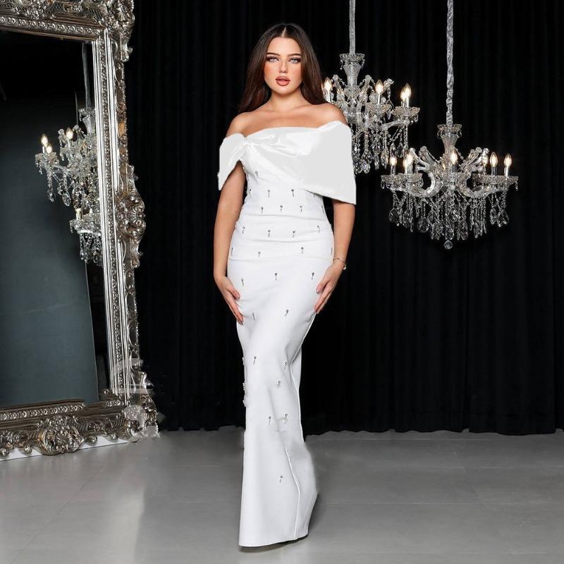 New bandage dress, custom diamond tube top dress, fashionable and sexy one-word shoulder hip party dress