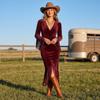 Damen Western Langarm Enganliegendes Kleid