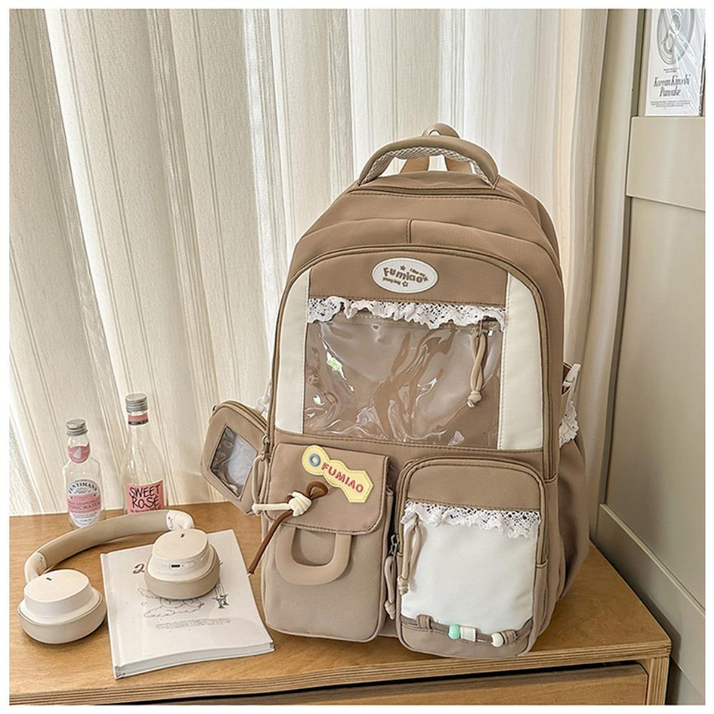 School bag ins high value large capacity transparent pain bag cute junior high school student computer backpack high school student backpack tide хаки