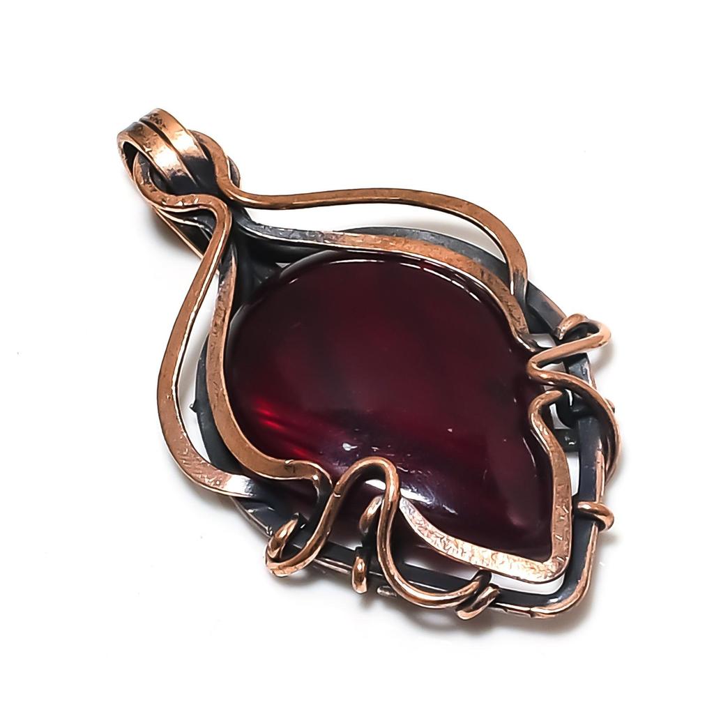 Pandantiv Labradorit Roșu Flash, Bijuterii Înfășurate în Sârmă de Cupru 999, Pandantiv Bijuterii cu Piatră Prețioasă, Bijuterii Cadou de Nuntă Handmade