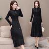 Women's Mink-proof Knitted Dress Loose Solid Color Mid-length Sweater Dress Knee-length Fishtail Dress for Autumn and Winter