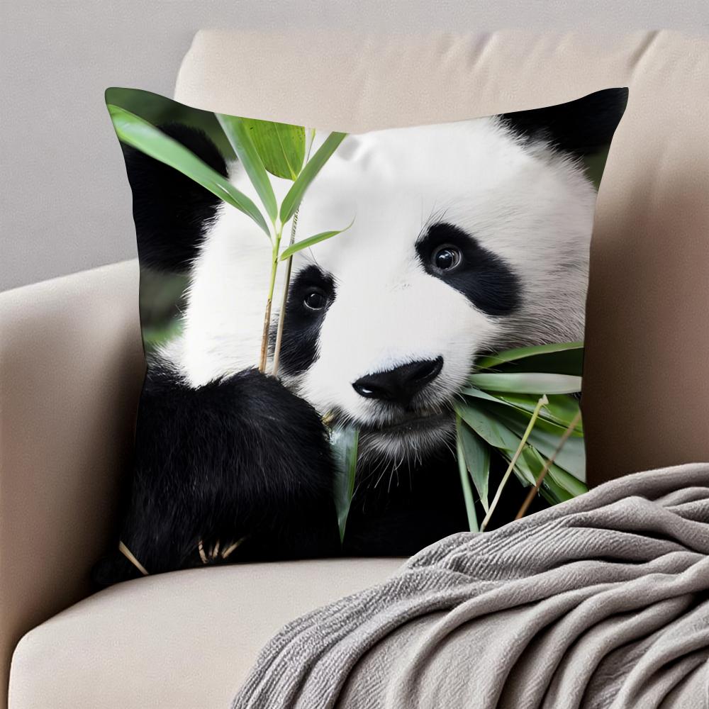 cute Panda Cushion Cover Pillowcase Antidustmite Invisible Zipper Short Plush Sofa Cushion