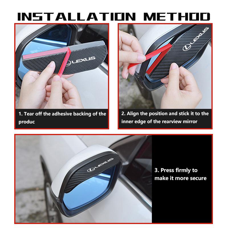 2PCS Car Rearview Mirror Rain Eyebrow Side Snow Sun Visor For Lexus CT ES GS NX IS250 CT200h IS300h ES300h ERX400h NX300h