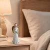 yangyizhi Angel Figurine, Resin Gold Wing Statue, White Skirt Faceless Holding Pigeon, Hand-Painted Home Decor