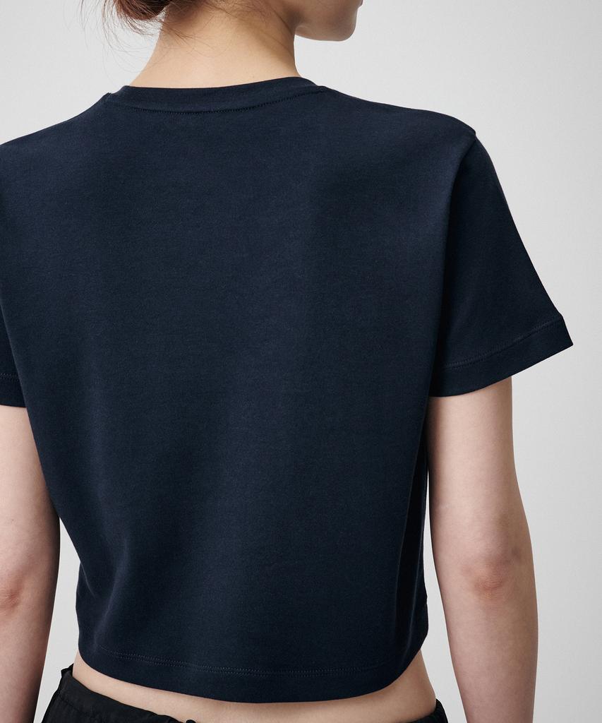 MUSINSA STANDARD WOMAN Women'S Crew Neck Crop T-Shirt [Dark Navy]