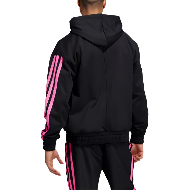 Adidas Dm Po Hoodie Kangaroo Pocket Printed Logo Pullover Sweatshirt Men Tops Black HE1605
