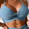 Slyngeknutet BH Badeshortsett Bikini Badedrakt med Brystinnlegg Stilig Sommerbikinisett med Knyttet BH for Strandklær