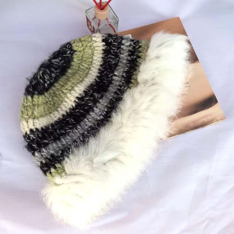 Knitted hat autumn and winter hat women's warm and cold autumn and winter ear protection face small bag head wool hat trendy rabbit fur hat