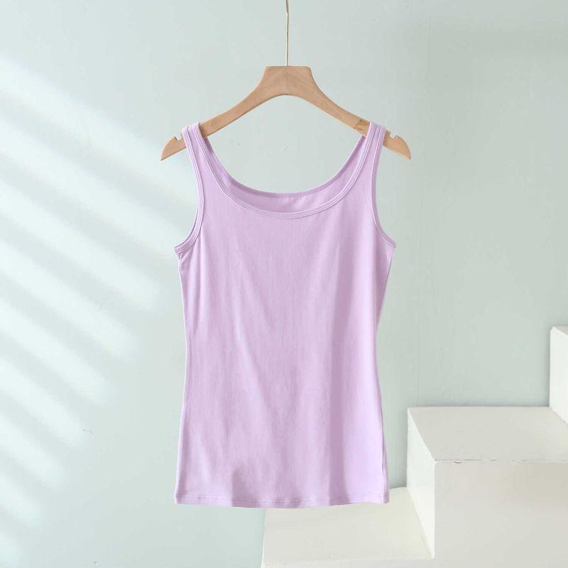 

2024 Spring/Summer New Arrival Pure Cotton Vest Pure Color Minimalist Plaid Breathable Strap Sleeveless Tops Yu Xiang Zi L(52.50 kg-60.00 kg)
