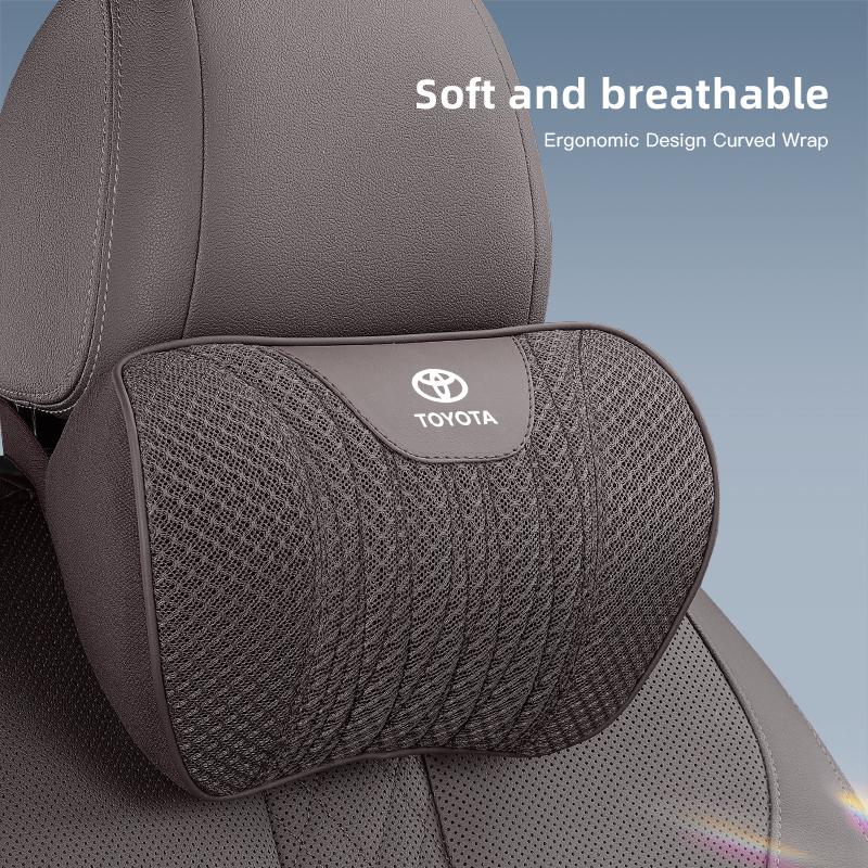Hub Caps Ice Silk Fabric Car Headrest Lumbar Pillow Seat Cushion Accessories For Toyota Corolla Yaris Aygo Camry Auris Avensis P