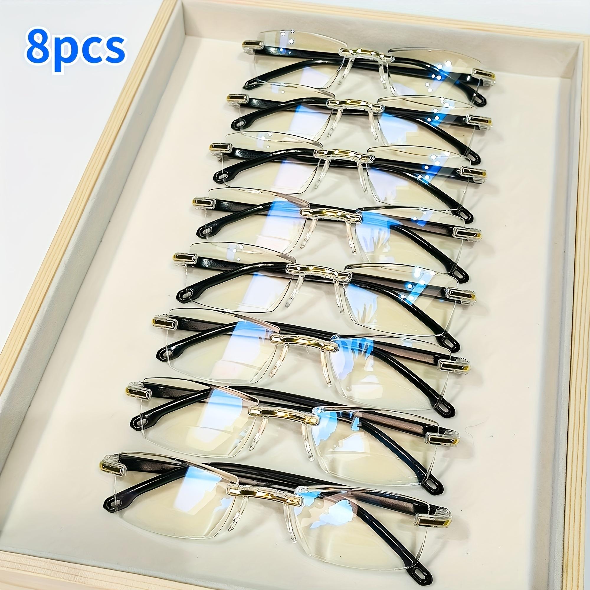 

8pcs Fashion Lightweight Reading Glasses Presbyopia Glasses Blue Light Blocking Glasses Rimless High-Definition Reading Glasses 1.5