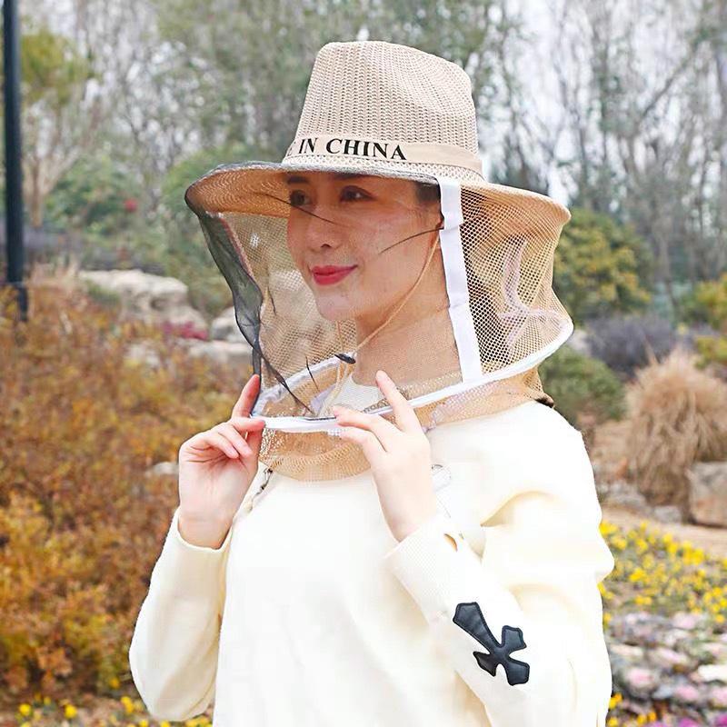 Beekeeper Anti-Bee Denim Hat with Steel-Ring Mosquito Net Face Veil