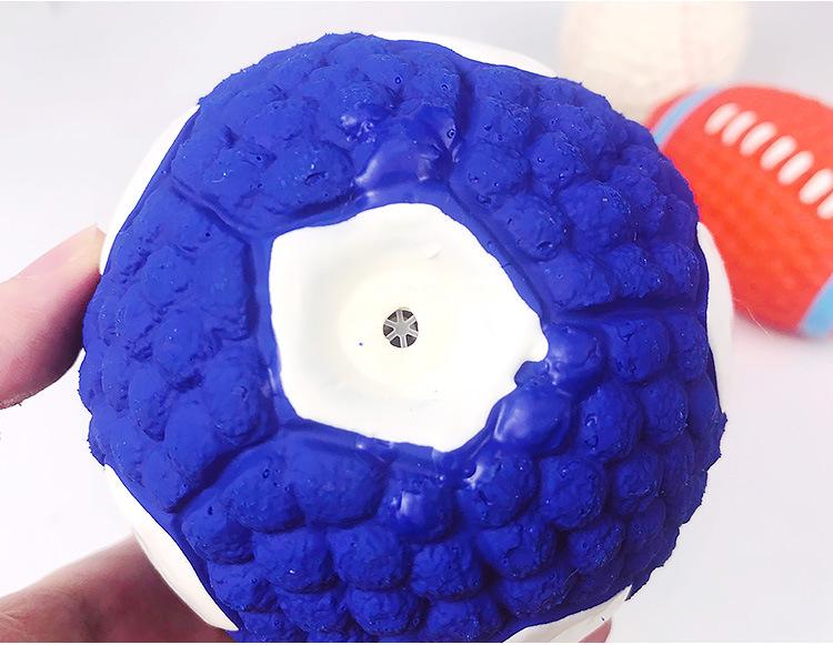 Soft Rubber Outdoor Interactive Go Fetch Training Soccer Ball Football Volleyball Baseball Toy Dog Squeaky Ball KYPT-025