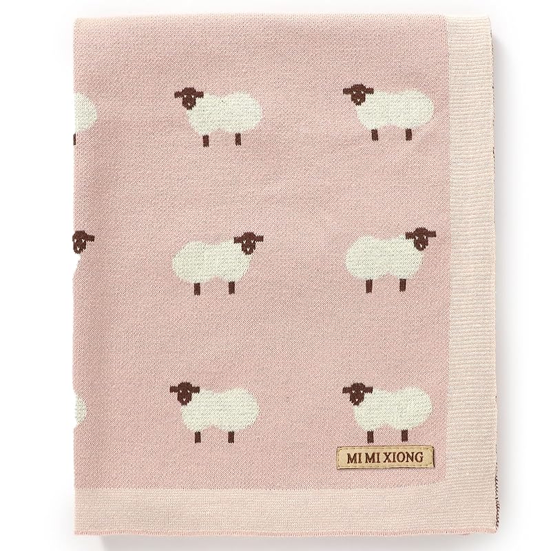 mimixiong Baby Blanket Knit Receiving Boys Girls Blanket Soft Cotton Neutral Blanke for Swaddle Crib Stroller with Cute Goose