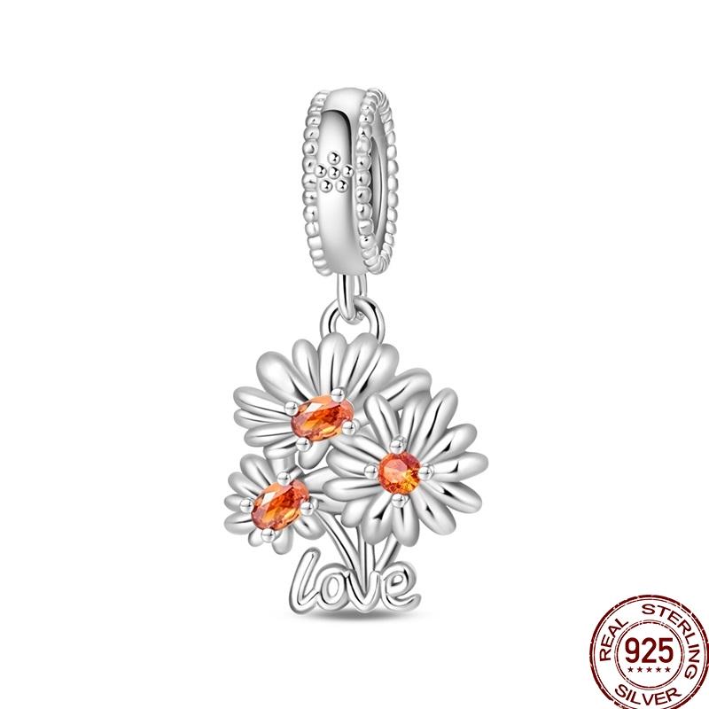 Real Copper Sunflower Series Charm Love Heart Blessing Series Suitable For 3Mm'S Bracelet Ladies Fine Jewelry Gift