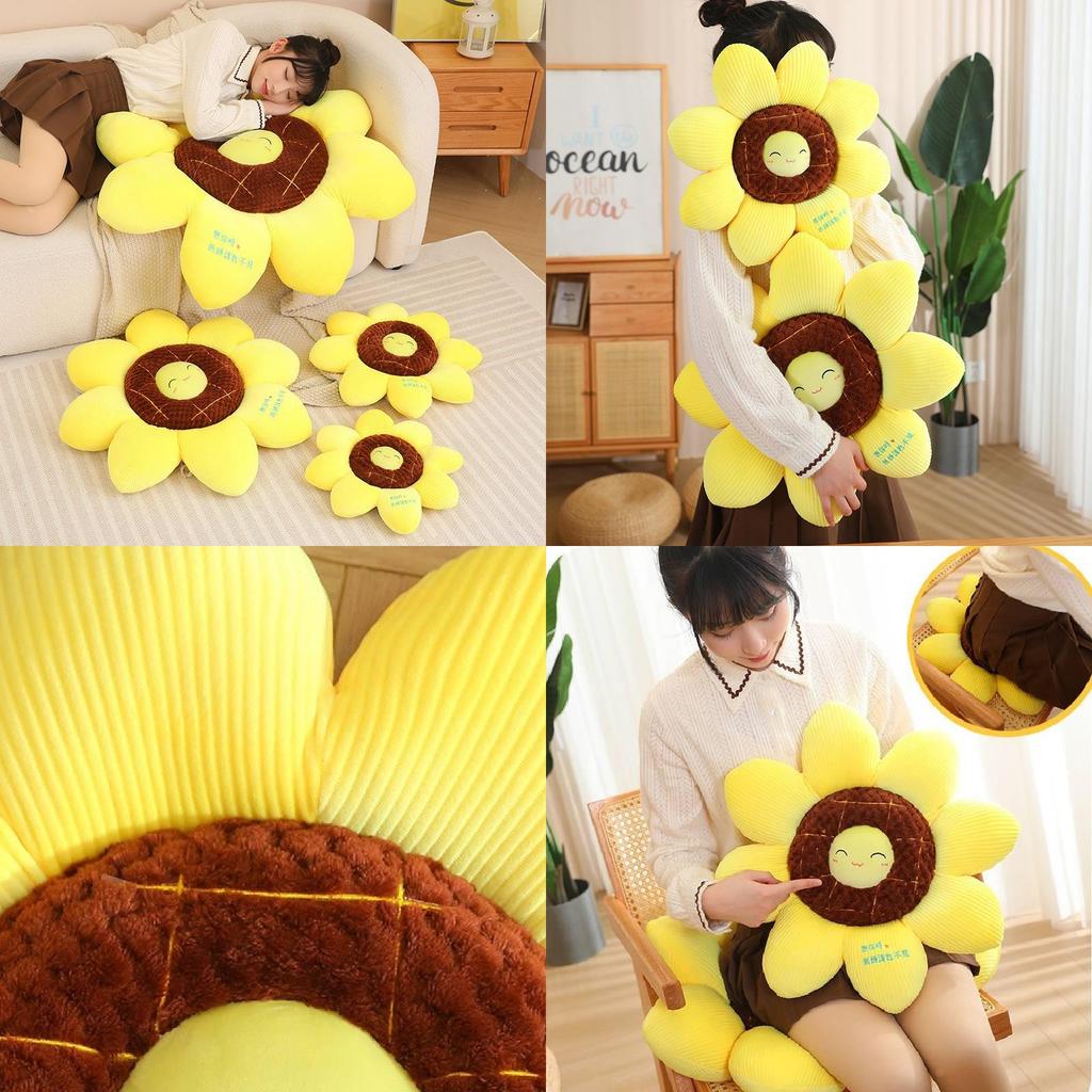 Sunflower Plush Pillow Decorative Cushion Car Backrest Office Chair Backrest Home Sofa Pillow 40cm