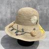 New Lafite Straw Bucket Hat Embroidered Big Brim Straw Hat Women's Summer Sun Protection Visor Foldable Vacation Straw Hat