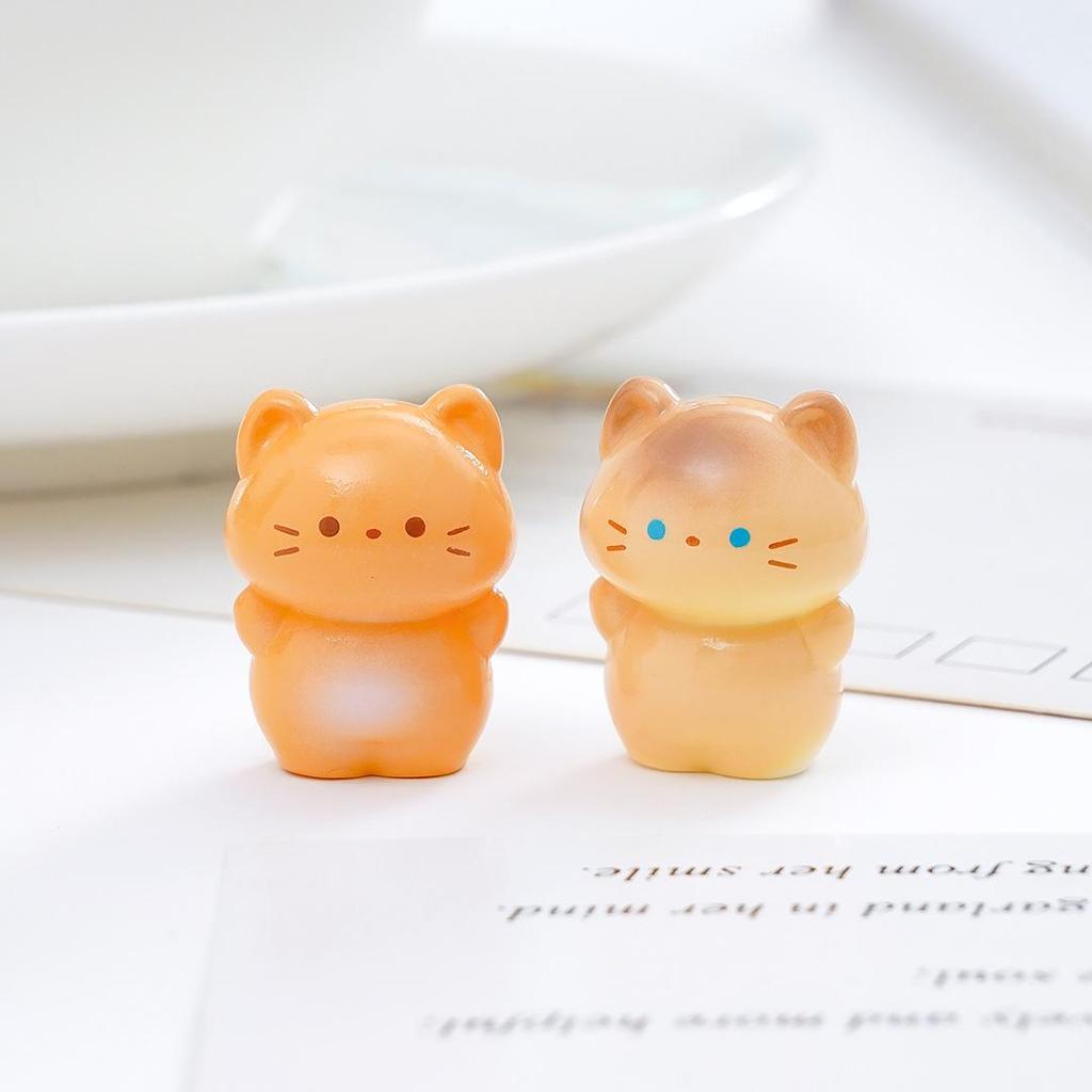 6Pcs/set Cartoon Mini Cat Animal Miniatures Resin Ornaments Fairy Garden Decoration Moss Terrarium Micro Landscape