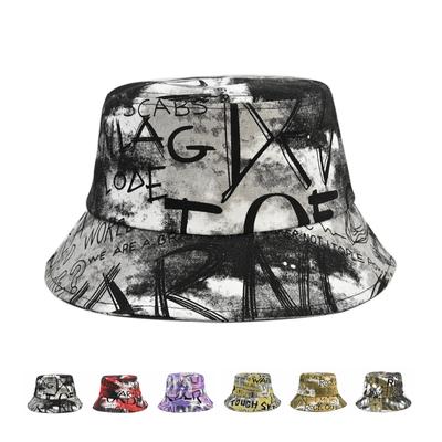 Graffiti Bucket Hat for Men Women Wide Brim Fisherman Hat Printing Caps Women Sunshade Hat Basin Hat Hip-Hop Hat Outdoor Caps