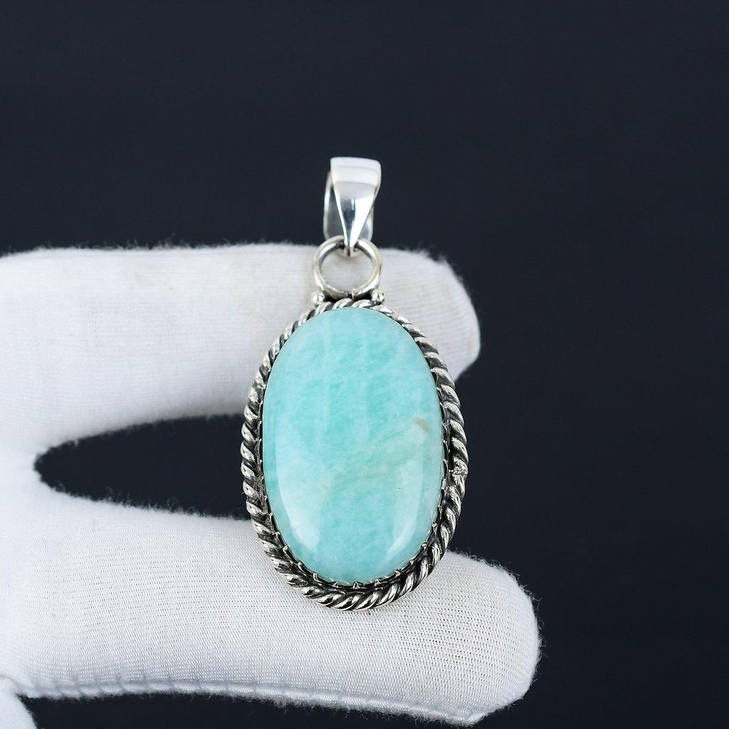 Amazonite Gemstone Handmade 925 Sterling Silver Jewelry Pendant, Natural Amazonite, Holiday Gift for Her Jewelry for Special Occasions