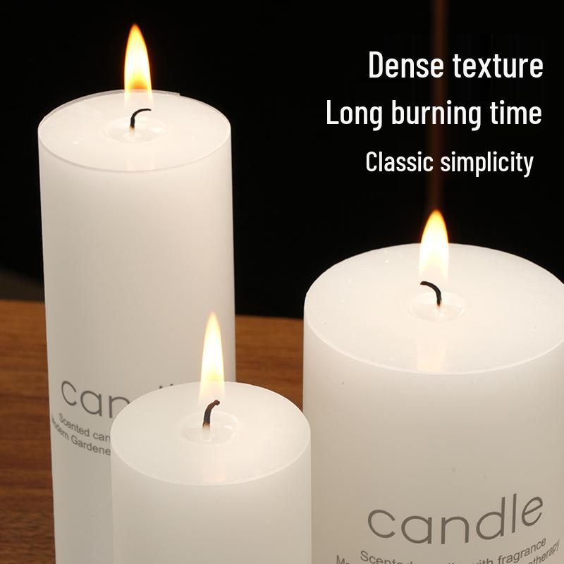 Ivory White Large Round Pillar Scented Candles for Romantic Wedding and Hotel Décor