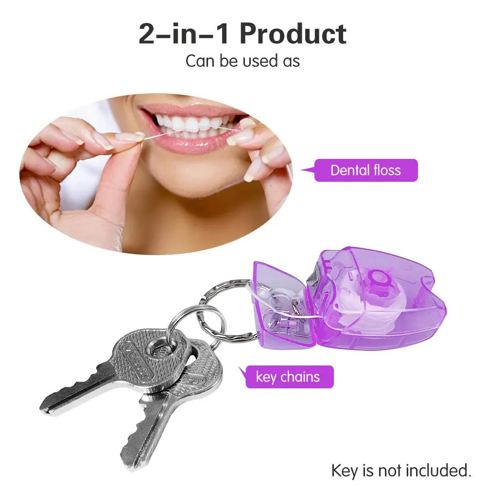 50Pcs Dental Floss Interdental Pick Stick With Keychain Tooth Cleaning Portable 15m Flosser Wire Teeth Oral Care