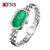 Fashion Ofns Women's Fashion Luxury Pearl Mother Of Dial Diamond Dot Oval Quartz Waterproof Light Dress Watch For Girlfriend Gif