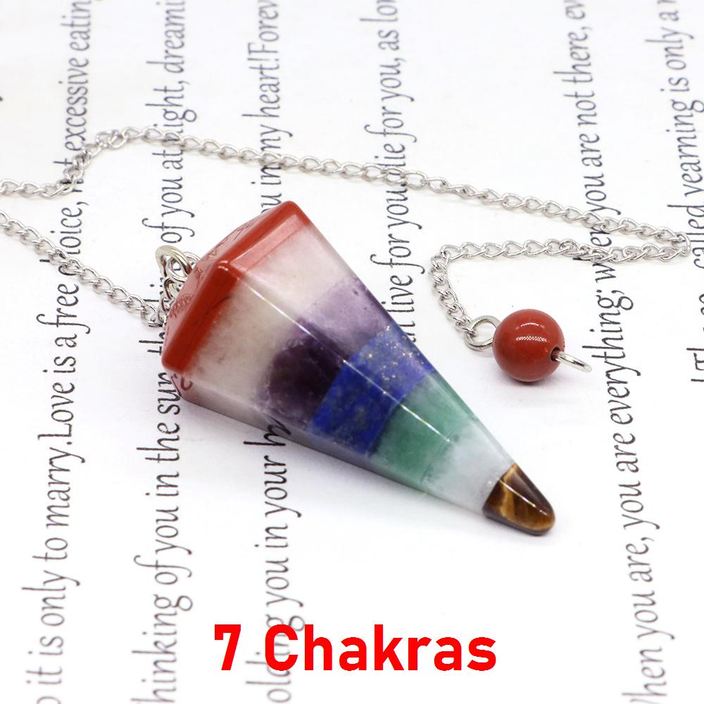 Natural Stone Reiki Healing Pendulum,For Dowsing Spiritual Divination Cone Crystal Quartz Pendulos Small Size Necklace Jewelry