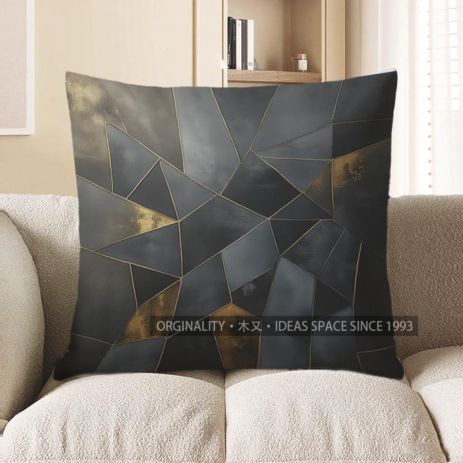 Home Decor Geometric Gold-Patterned Decorative Pillow Cover Pattern Cushion Cover Suitable For Sofa Bedroom Car Pillow Cover