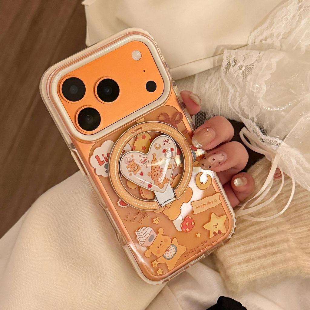 Cute Puppy Magnetic Heart-Shaped Phone Case for iPhone 16, iPhone 17, and iPhone 17 Pro Max