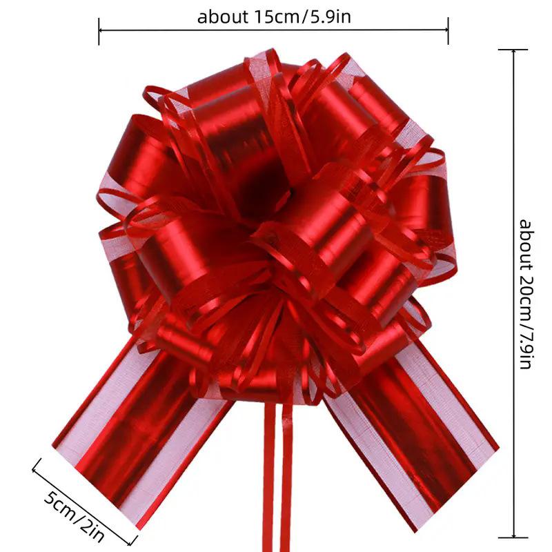 10-Pack Metallic Pull Bows for Gift Wrapping - 6 Inch Reusable Ribbon Bows, Large Instant Floral Decor Bows for Wedding, Christmas