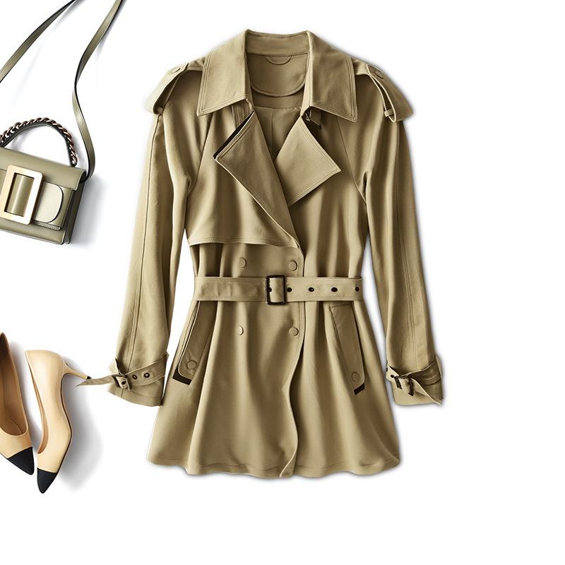 

trench coat women s new spring clothing medium and long early spring thin khaki coat women s clothing M хакі