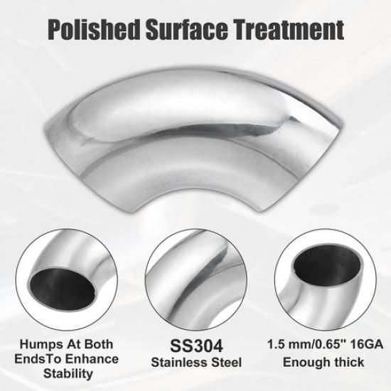 Universal  OD 1.5 Inch 90 Degree Mandrel Bend Elbow Bend Exhaust Tube Pack of 2