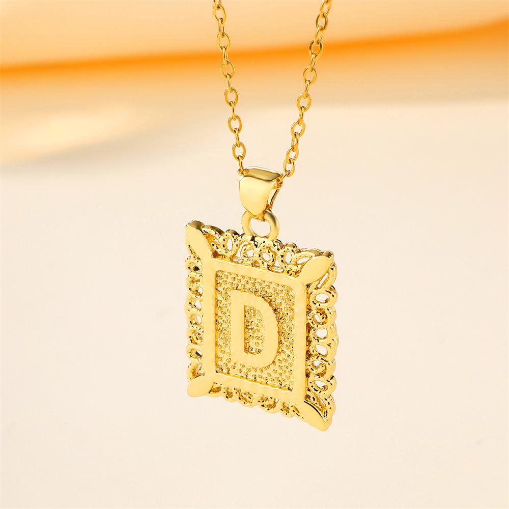 26-Letter Stainless Steel Necklace with Copper Pendant - European & American Fashion for Men