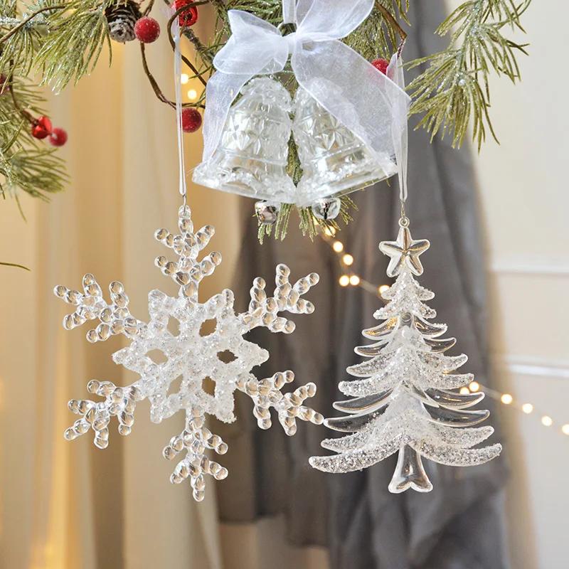 2025 Acrylic Snowflake Christmas Tree Bells Pendant  Star Room Home Decoration Christmas Navidad Ornaments Christmas Supplies