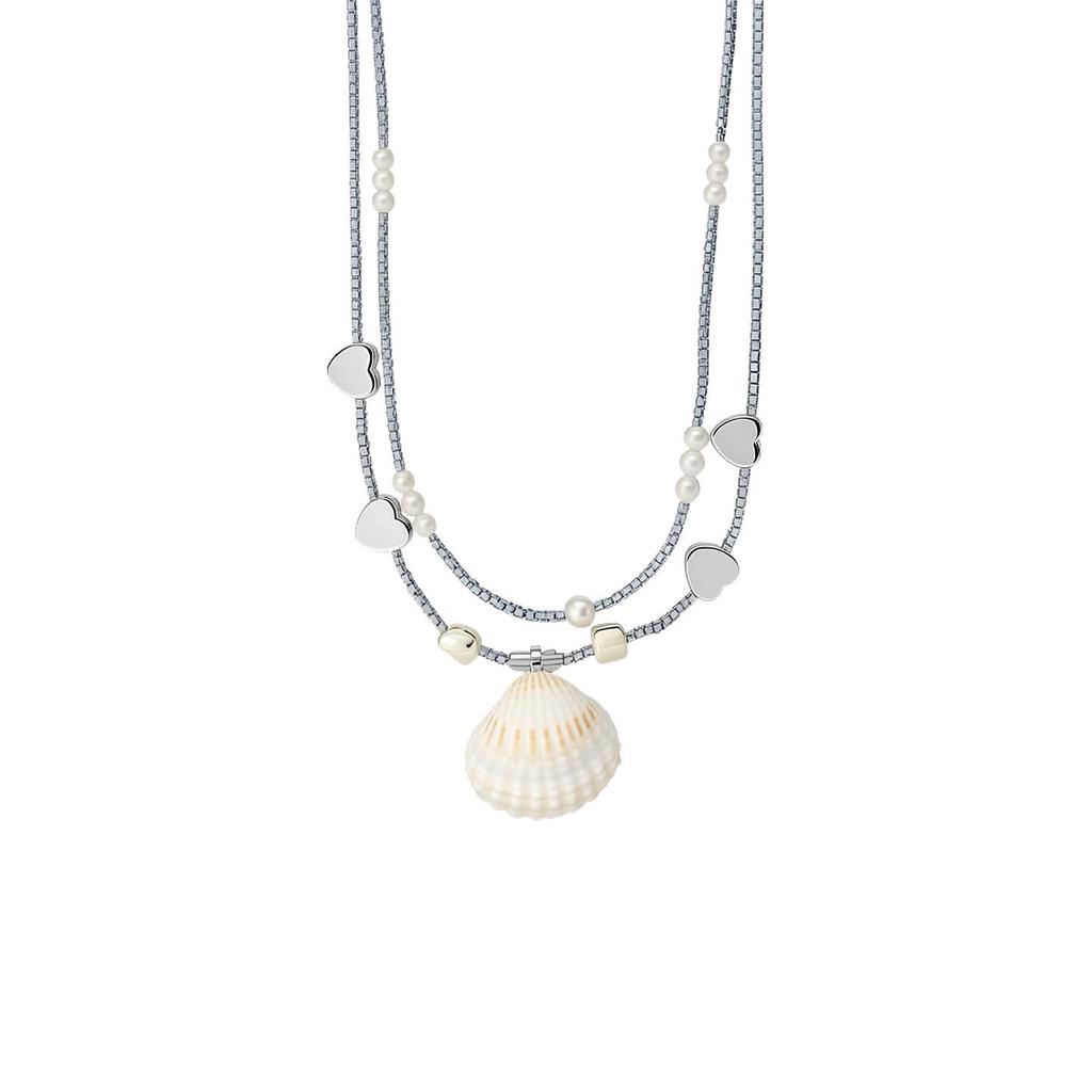 Blue Sea Shell Pendant Necklace: Fresh, Fashionable, High-End Beach Collarbone Design for Women