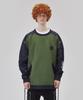 Zensai Oversized Woven Patch Sweatshirt [Khaki]