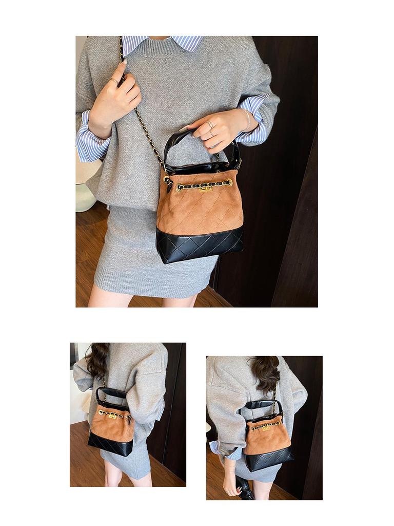 Women's Argyle Patchwork Retro Handbag with Chain Strap - 2025 Collection