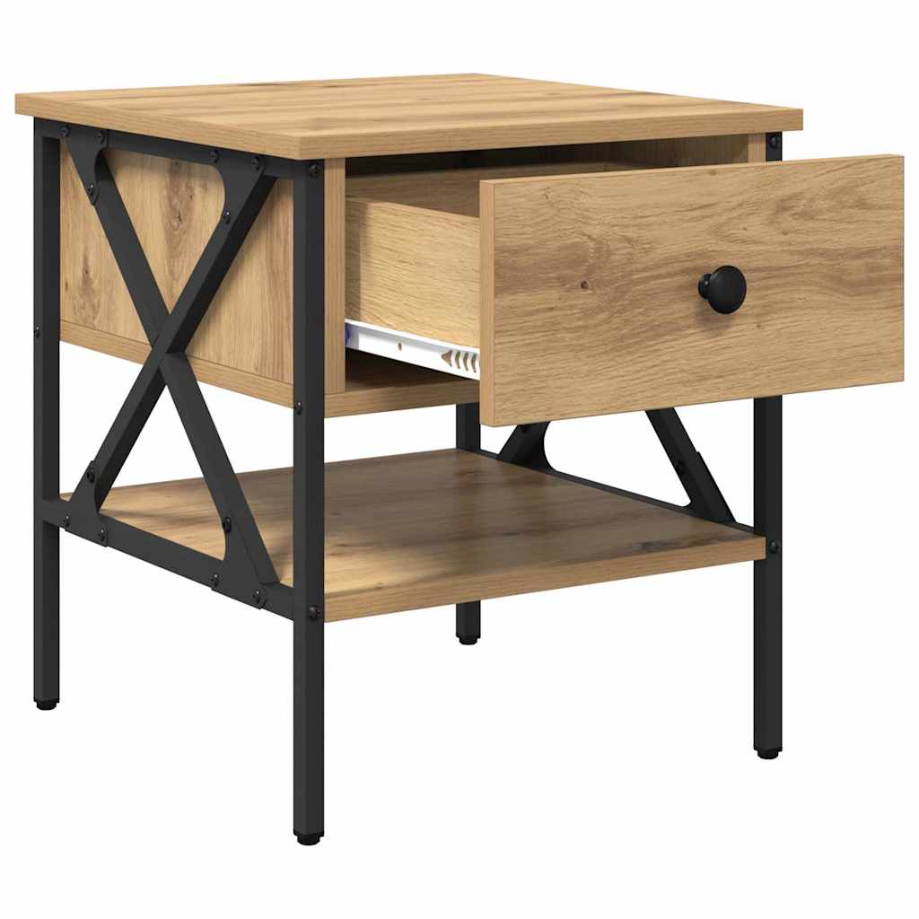 Nightstand Artisan Oak 40 X 42 X 45 Cm Plywood and Metal