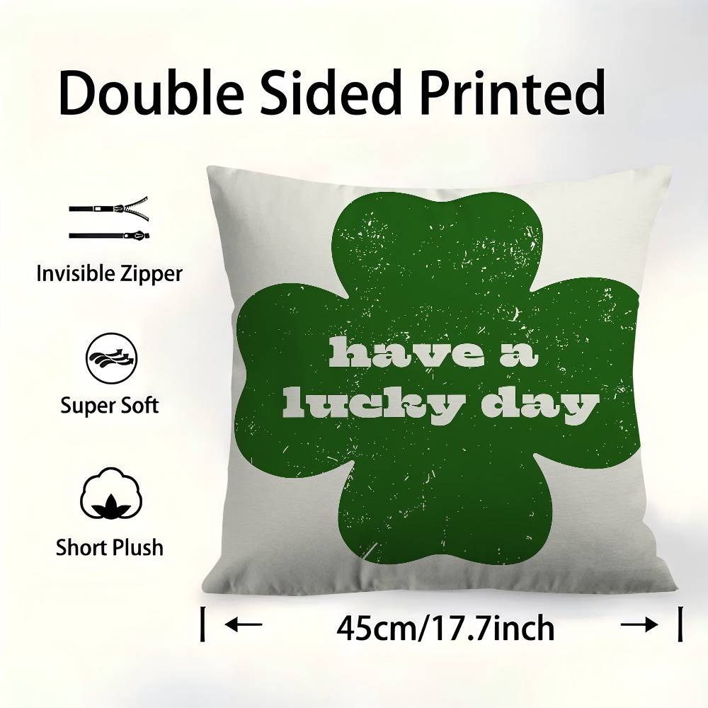 Lucky Clover Good Luck Ins Pillowcase Toon Gift Cushion Cover Bedroom Home Sofa Chair Seat Decor Pillow Case