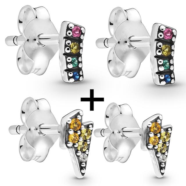 2 Paare/los Silber Überzogene Kristall Stern & Mond Blume Stud Ohrringe Für Frauen Frau Kubikzircon Weiblichen Ohrringe Bijoux Hochzeit geschenk