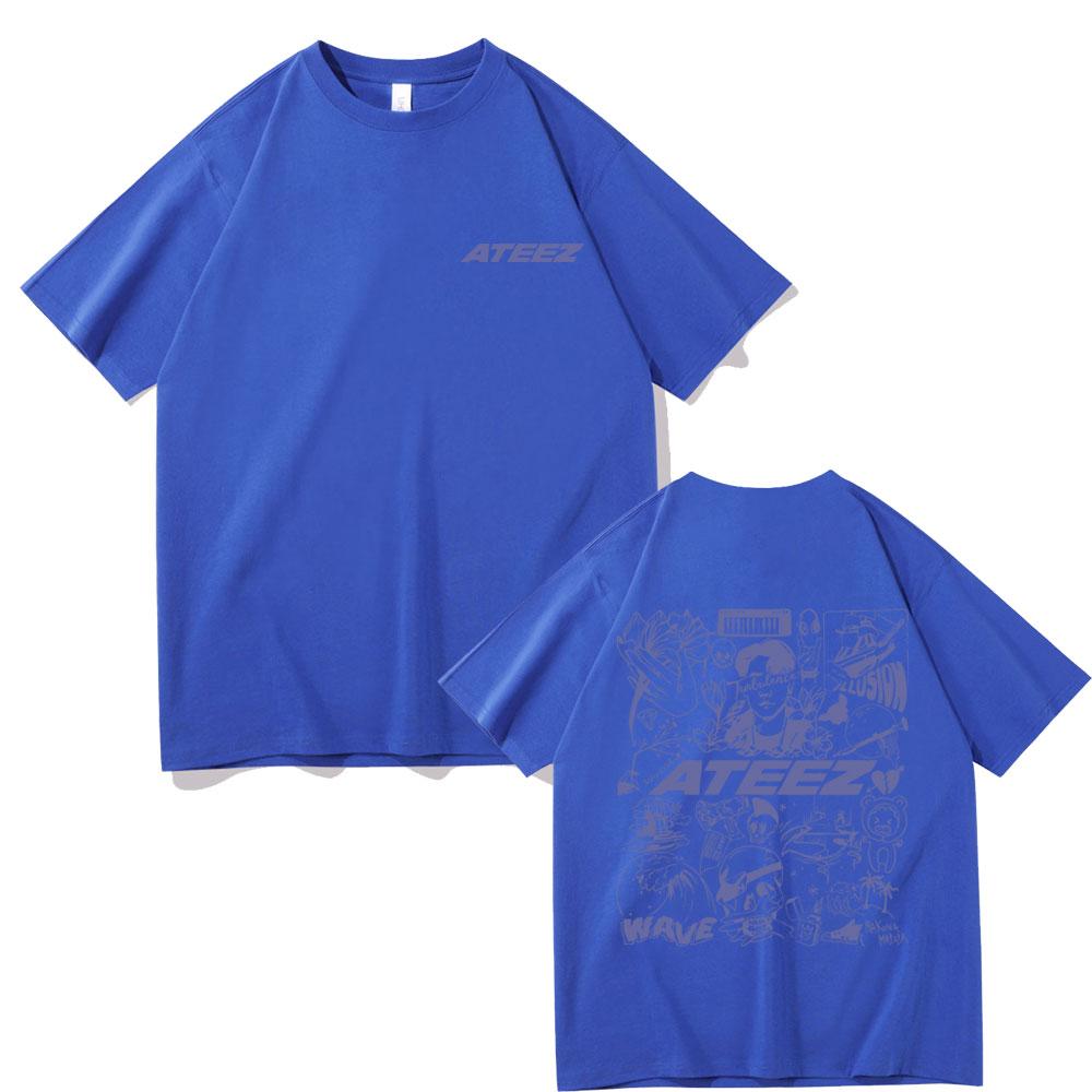 Korean Fashion Trend Ateez Kpop Graphic Print Tshirt Male Y2k T-shirts Concert Fans Gift Unisex Women's Casual Oversized Tee Shirt