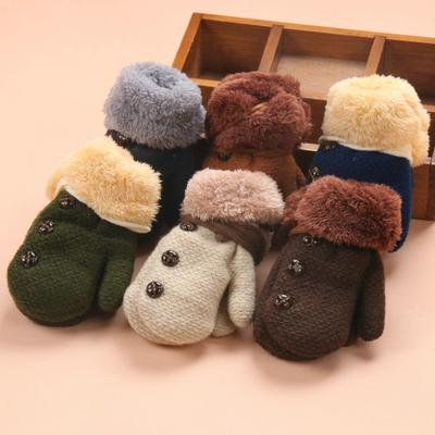 Winter Baby Gloves With Rope Warm Thick Plus Velvet Mittens for Toddler Boys Girls Soft Kids Full Finger Ski Gloves Guantes