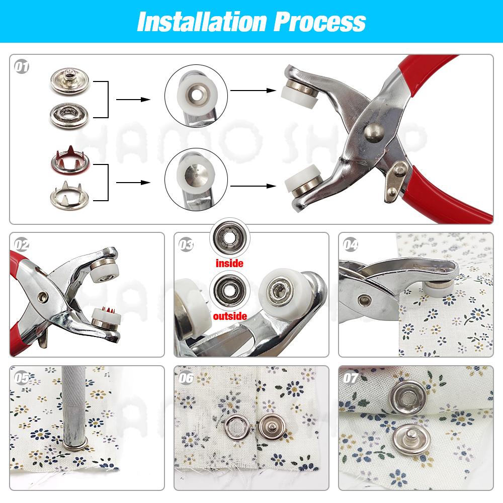 50-100Pcs Metal Prong Snap Button Hollow/Solid Press Prong Ring Button Studs Fasteners For Clothes Garment Sewing Bags Shoes