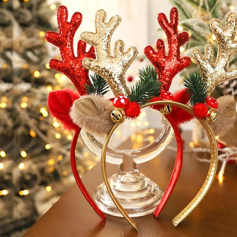 Christmas Headbands Gift Xmas Hair Accessories Cute Headband Cosplay Girls Reindeer Antlers Hairband Merry Christmas Decorations