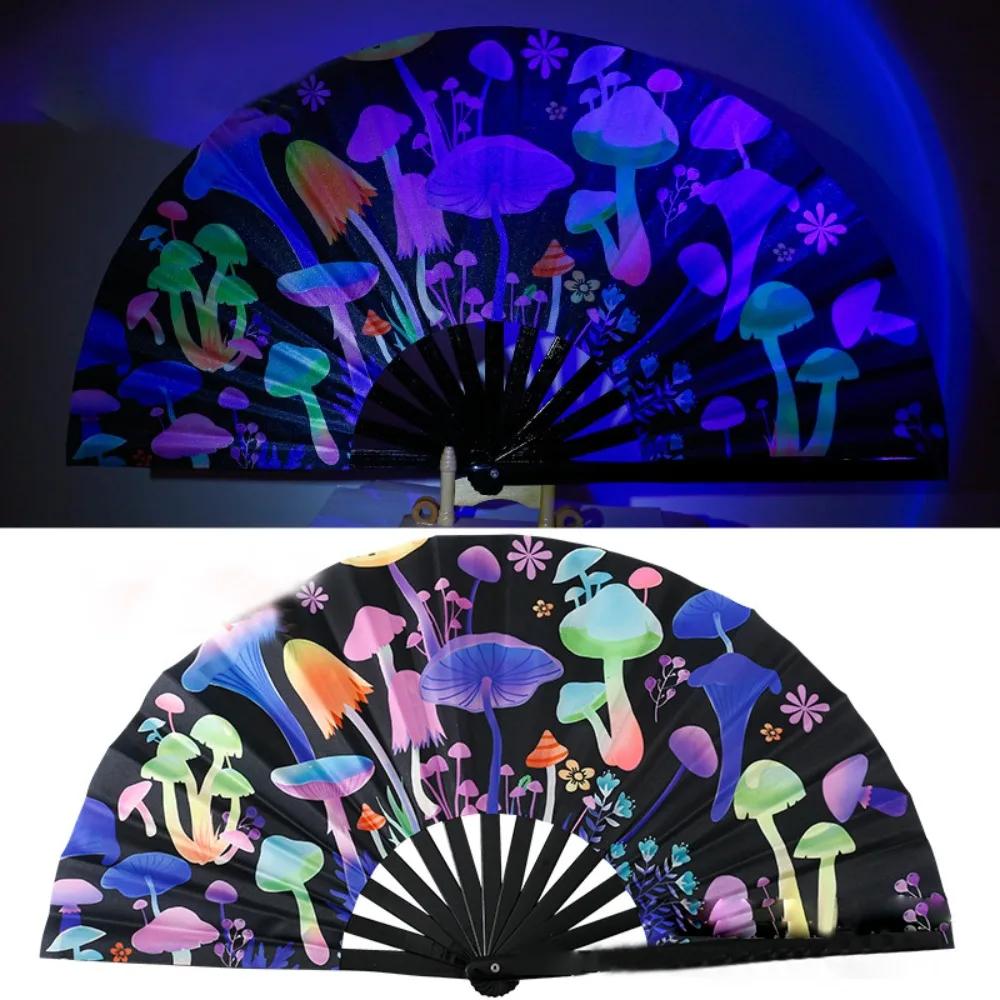 UV Ink Printing Bamboo Fan PVC Foldable Colorful Reflective Fan Lightweight Portable Photography Props Fan