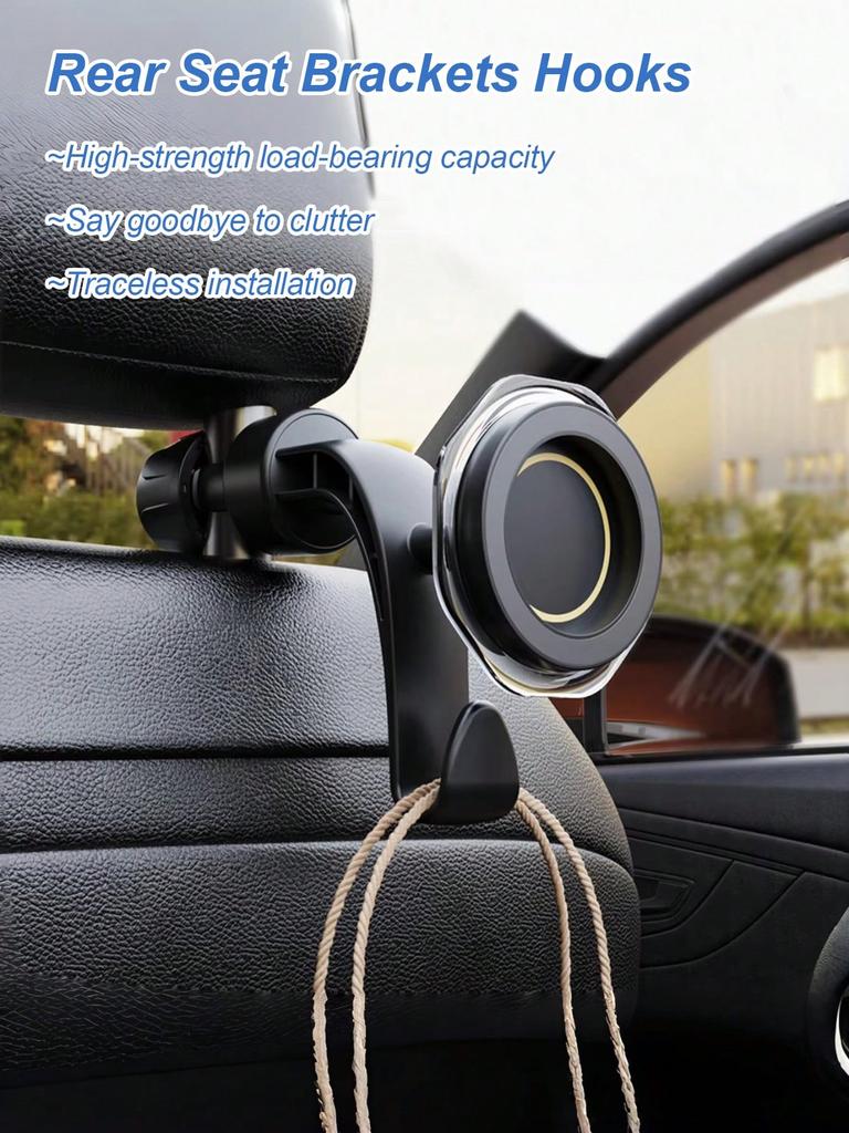 Car Backseat Magnetic Phone Mount – 360° Rotatable Holder with Hook, Ideal for Navigation & Video Viewing