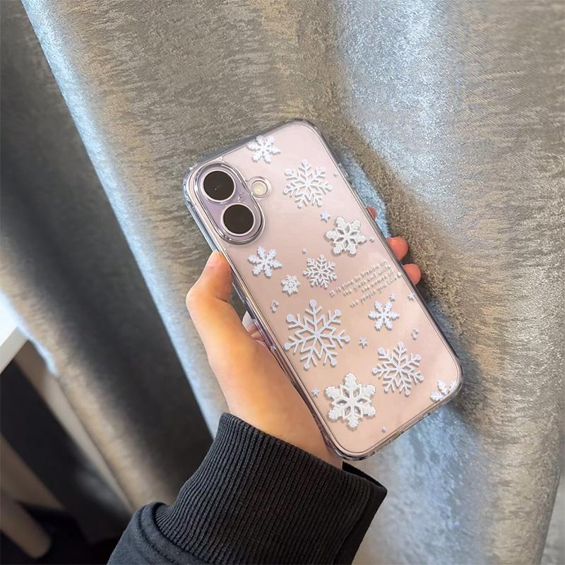 ins Winter Snowflake Applicable Apple 16/17Promax Mobile Phone Case IP15 Transparent 14 Niche 13 Space Case 12