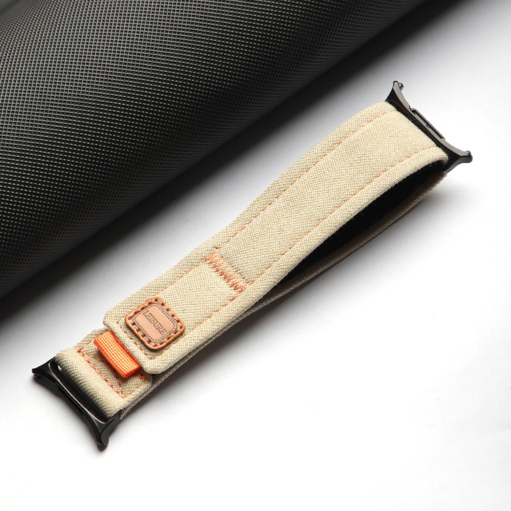 Canvas Nylonreim for Samsung Galaxy Watch 7 Ultra 47mm Unisex Pustende Løkkearmbånd for Galaxy Ultra Ingen Spalter Bøyd Endebånd