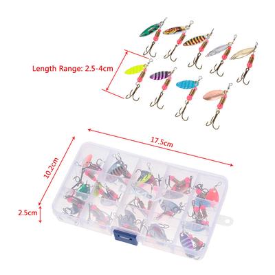 Lixada 30 PCS Paillette Metal Fishing Lures Sequins Shell Spinner Baits Hooks Tackle Salmon Bass